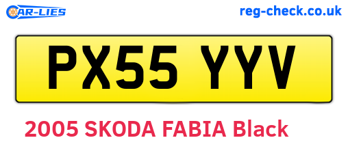 PX55YYV are the vehicle registration plates.