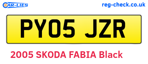 PY05JZR are the vehicle registration plates.