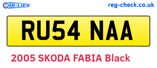 RU54NAA are the vehicle registration plates.