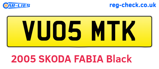 VU05MTK are the vehicle registration plates.