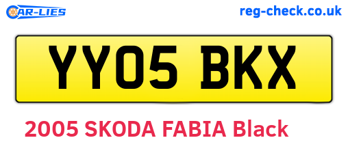 YY05BKX are the vehicle registration plates.