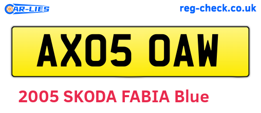 AX05OAW are the vehicle registration plates.