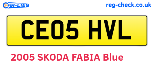 CE05HVL are the vehicle registration plates.