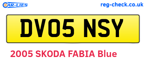 DV05NSY are the vehicle registration plates.