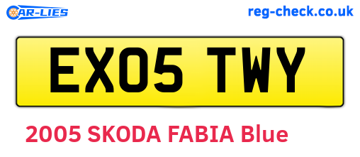 EX05TWY are the vehicle registration plates.