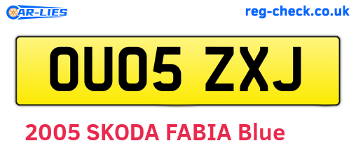 OU05ZXJ are the vehicle registration plates.