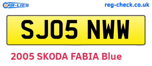 SJ05NWW are the vehicle registration plates.