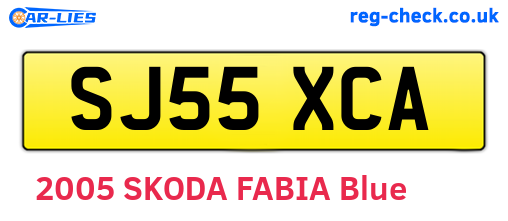 SJ55XCA are the vehicle registration plates.