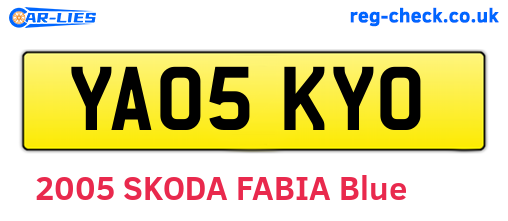 YA05KYO are the vehicle registration plates.