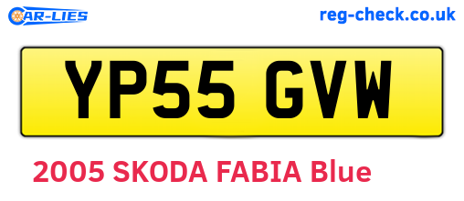 YP55GVW are the vehicle registration plates.