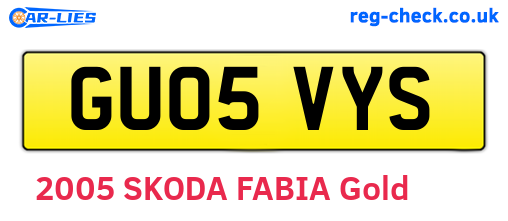 GU05VYS are the vehicle registration plates.