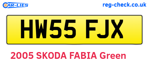 HW55FJX are the vehicle registration plates.