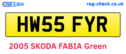 HW55FYR are the vehicle registration plates.