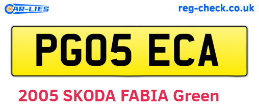 PG05ECA are the vehicle registration plates.