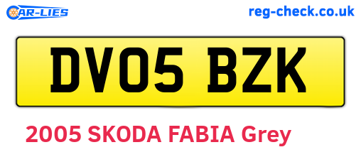 DV05BZK are the vehicle registration plates.