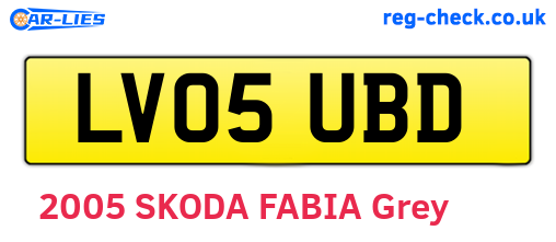 LV05UBD are the vehicle registration plates.