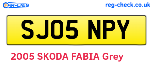 SJ05NPY are the vehicle registration plates.