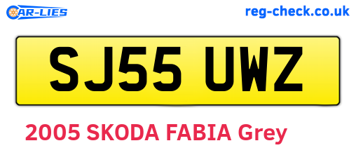 SJ55UWZ are the vehicle registration plates.