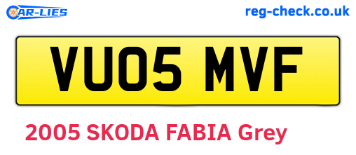 VU05MVF are the vehicle registration plates.