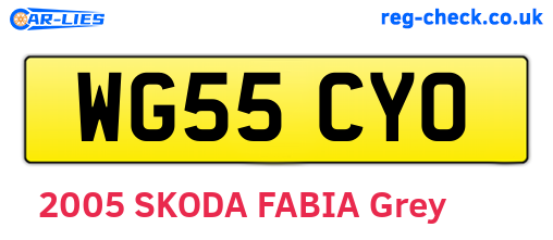 WG55CYO are the vehicle registration plates.