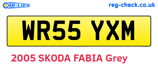 WR55YXM are the vehicle registration plates.