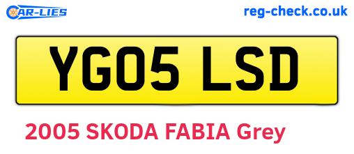 YG05LSD are the vehicle registration plates.