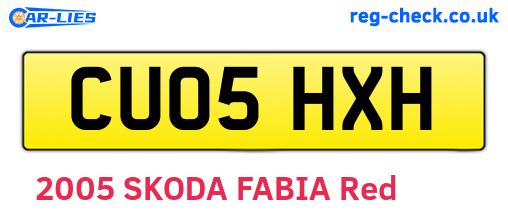 CU05HXH are the vehicle registration plates.