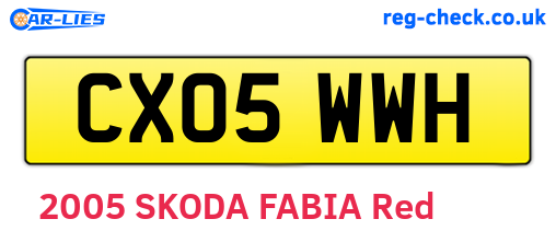 CX05WWH are the vehicle registration plates.