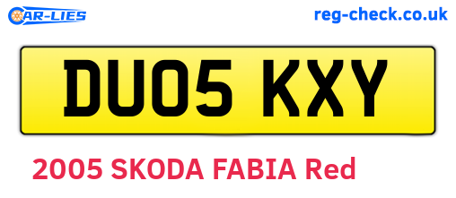 DU05KXY are the vehicle registration plates.