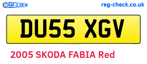 DU55XGV are the vehicle registration plates.