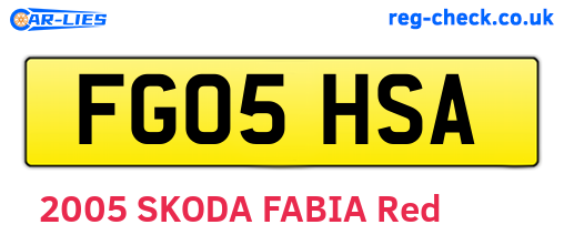 FG05HSA are the vehicle registration plates.