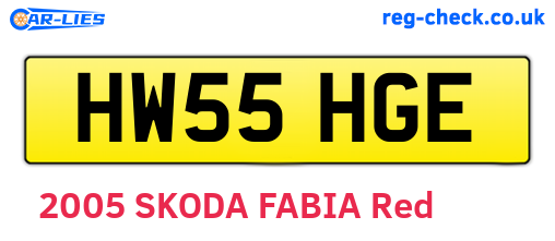 HW55HGE are the vehicle registration plates.