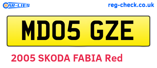 MD05GZE are the vehicle registration plates.