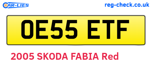 OE55ETF are the vehicle registration plates.