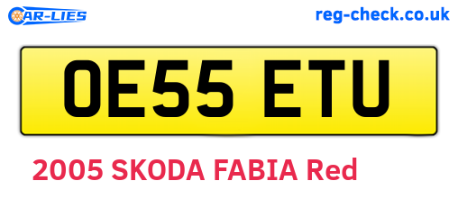 OE55ETU are the vehicle registration plates.