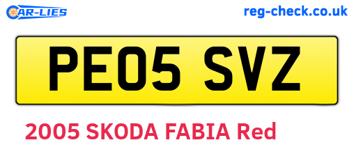 PE05SVZ are the vehicle registration plates.