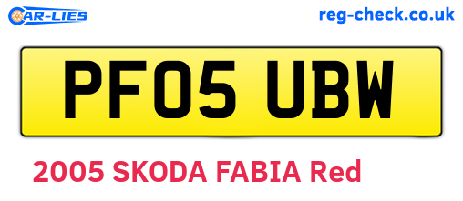PF05UBW are the vehicle registration plates.