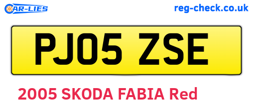 PJ05ZSE are the vehicle registration plates.
