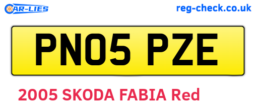 PN05PZE are the vehicle registration plates.