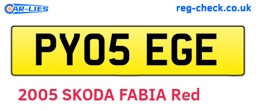 PY05EGE are the vehicle registration plates.
