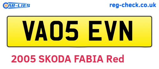 VA05EVN are the vehicle registration plates.