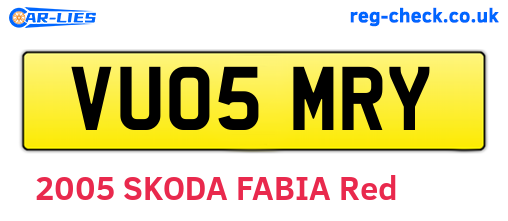 VU05MRY are the vehicle registration plates.