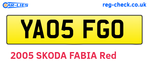 YA05FGO are the vehicle registration plates.