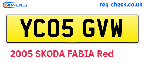 YC05GVW are the vehicle registration plates.