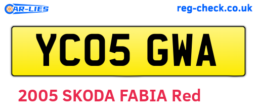 YC05GWA are the vehicle registration plates.
