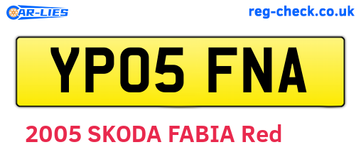 YP05FNA are the vehicle registration plates.