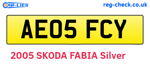 AE05FCY are the vehicle registration plates.