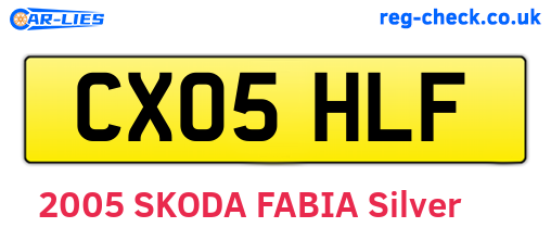 CX05HLF are the vehicle registration plates.