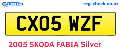 CX05WZF are the vehicle registration plates.