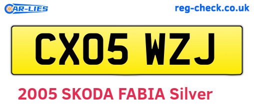CX05WZJ are the vehicle registration plates.
